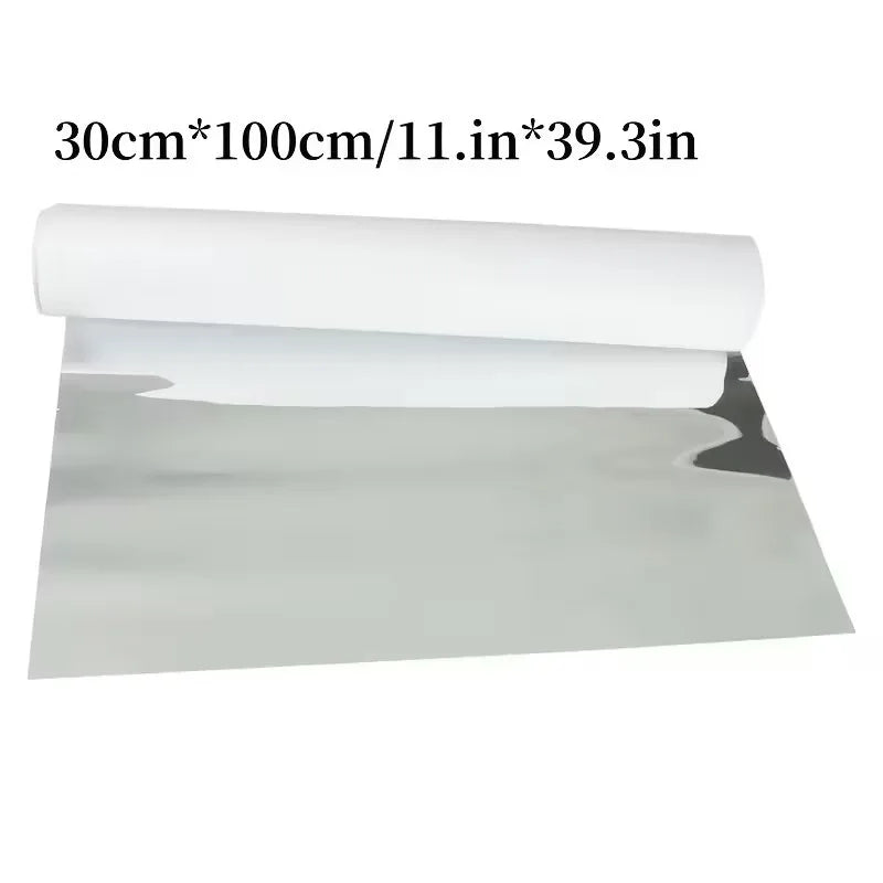 sticker miroir argenté hexagones moderne adhésif 30cm 100cm salon bain DIY acrylique