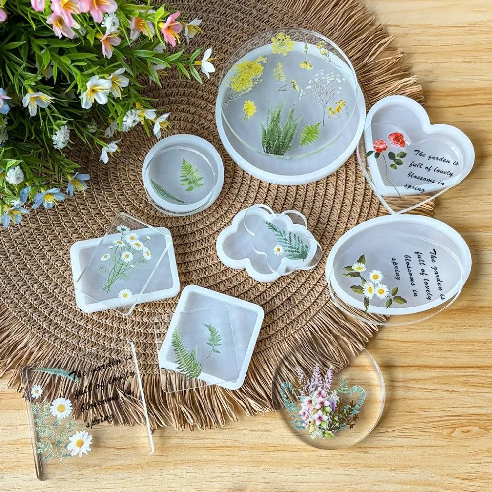 moules silicone imprimé floral moderne blanc rectangle rond cœur ellipse nuage