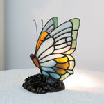 lampe poser moderne papillon verre coloré art deco multiple couleurs interrupteur câble daluminium
