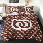 ensemble literie marron foncé imprimé spirale moderne taies oreiller coussin