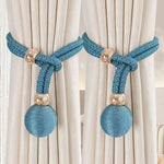 rideaux sangles ajustables pendentif boule dorée attache simple moderne coton polyester beige gris marron