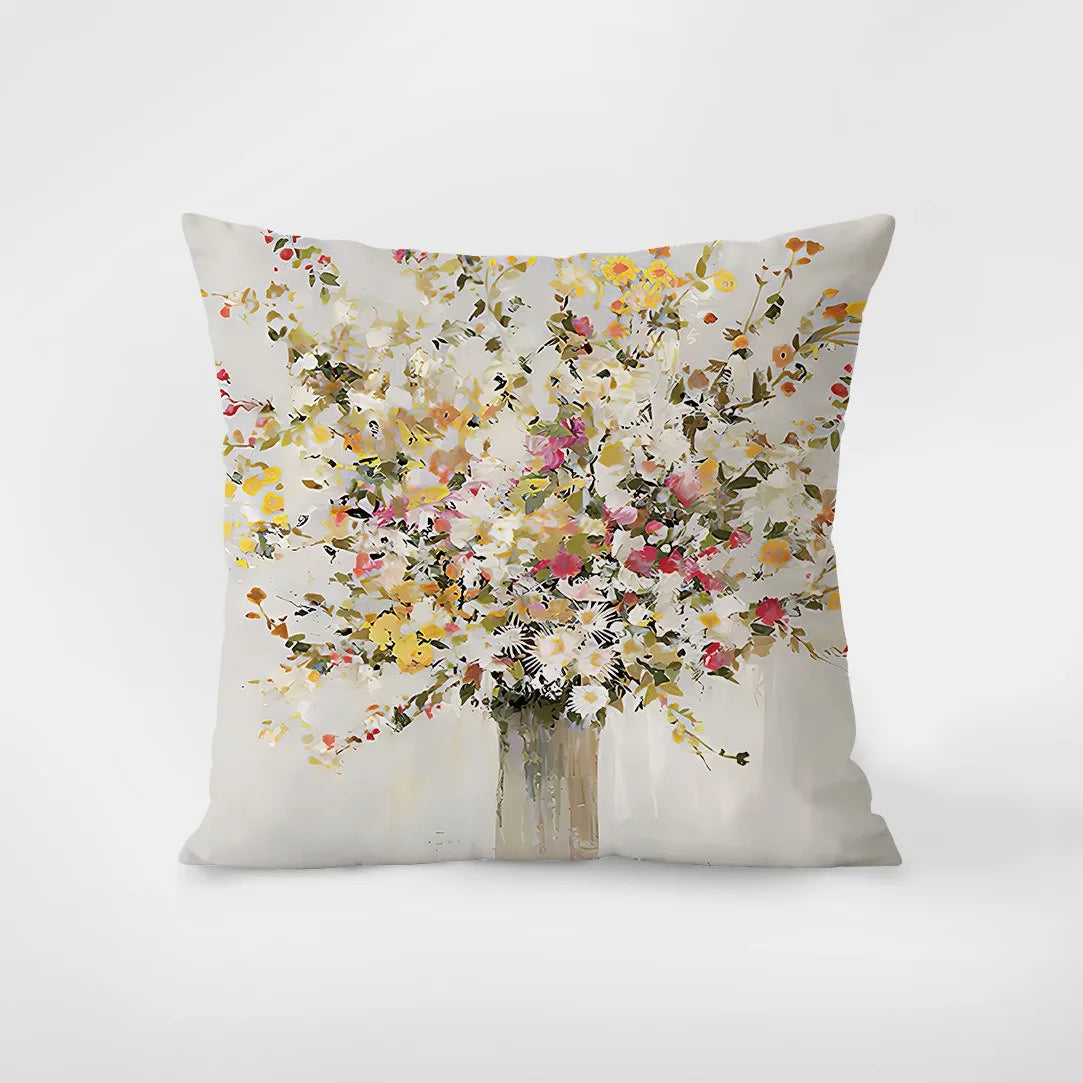 coussin carré multicolore fleurs stylisées moderne 40x40cm 45x45cm 50x50cm 60x60cm polyester
