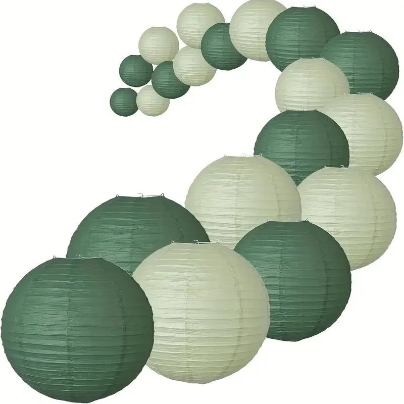 lanternes papier rondes vert menthe mariage anniversaire noel decoration festiveSuspension fil (corde)
