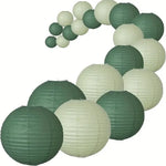 lanternes papier rondes vert menthe mariage anniversaire noel decoration festiveSuspension fil (corde)