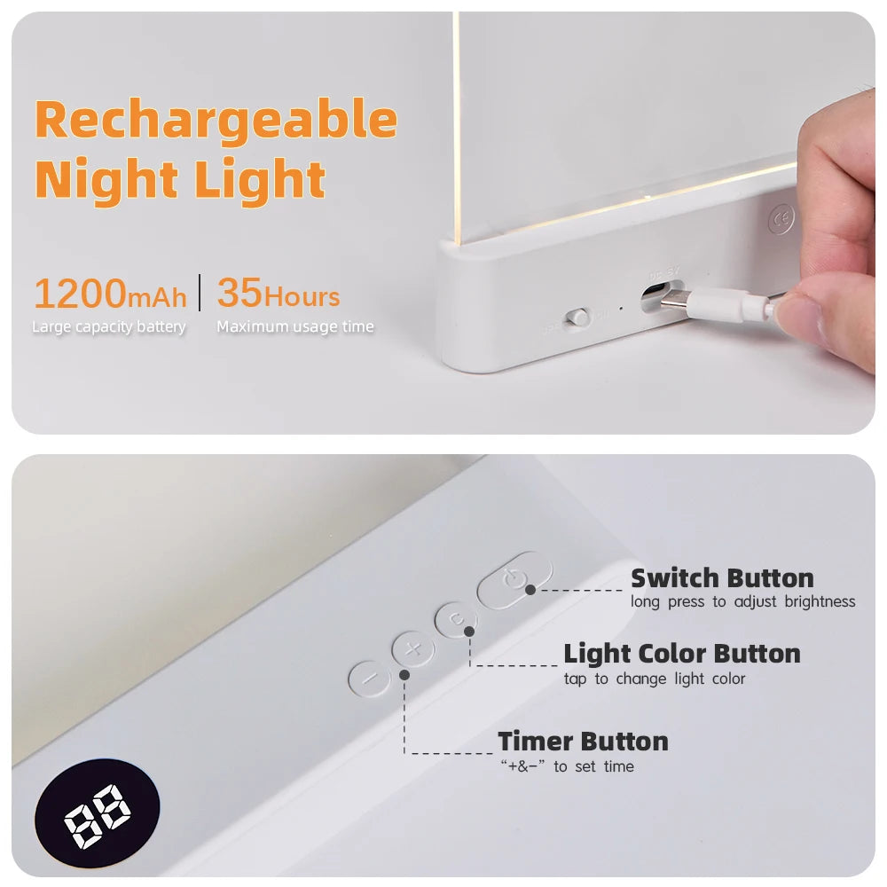 lampe lecture led rechargeable transparente moderne adhésive chevet voyage blanc