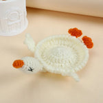 coasters crochetés coton blanc bleu jaune rose animaux résistants chaleur absorbants