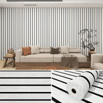 papier peint autoadhésif moderne rayures horizontales beige noir 40cm large 10m rouleau