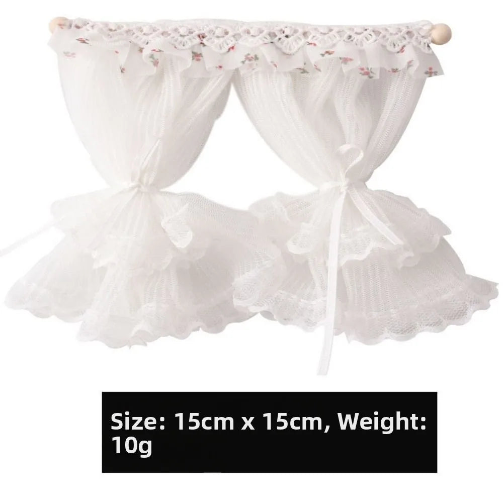 rideaux blancs fleurés dentelle vintage opaques transparents animaux nature maison poupée romantique