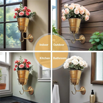 support mural fleurs crochet bronze doré argent rustique vintage industriel fixations murales roses feuillage