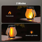 lanterne solaire rechargeable led modes nuit flamme vacillante moderne rustique corde orange jaune