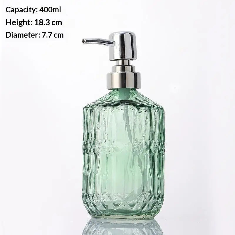 distributeur savon liquide bleu clair moderne texture géométrique noir gris