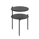 table d'appoint double niveau bois minimaliste moderne table basse pieds métalliques maison noir walnut