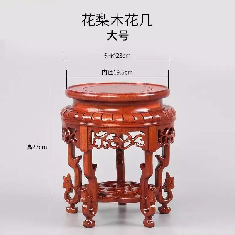 présentoir bois rose vintage figurines dragons thé plateau concave sculpté décoration maison