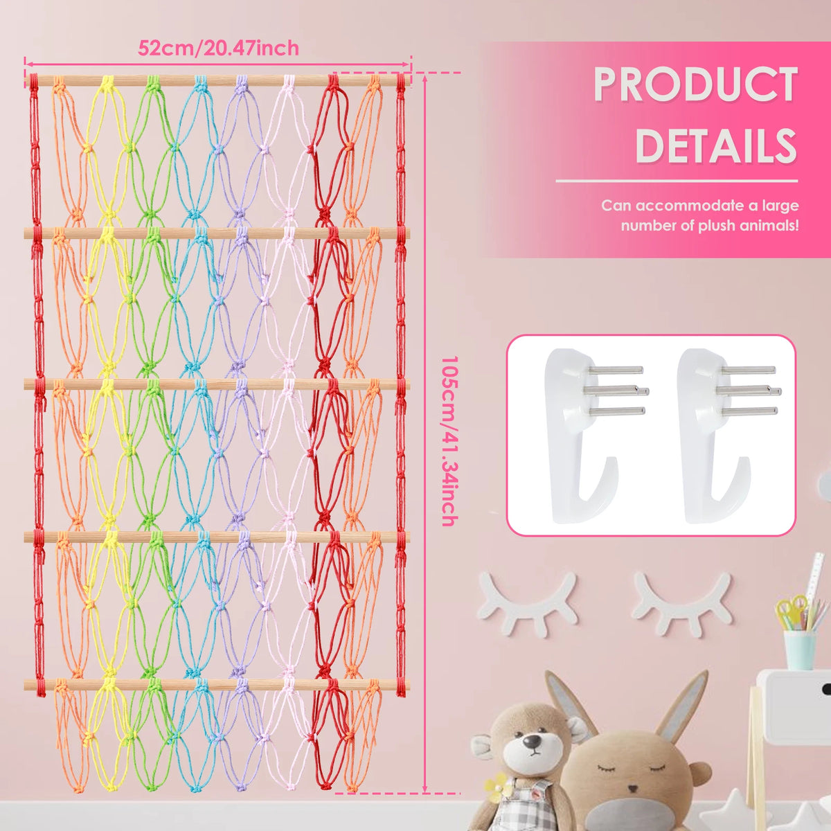 sac rangement jouets blanc fileté moderne clips suspendu chambre playrooméconomise espace