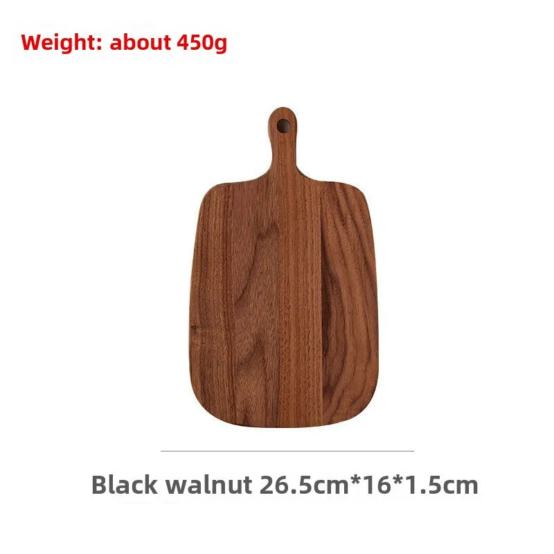 planche découper bois marron grain naturel moderne rustique poignée anneau double face respectueuse environnement