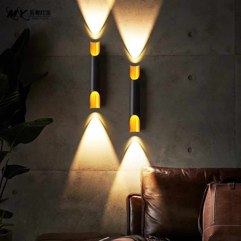 applique murale moderne noire lumières led deux modes fixation murale minimaliste éclairage chambre salon