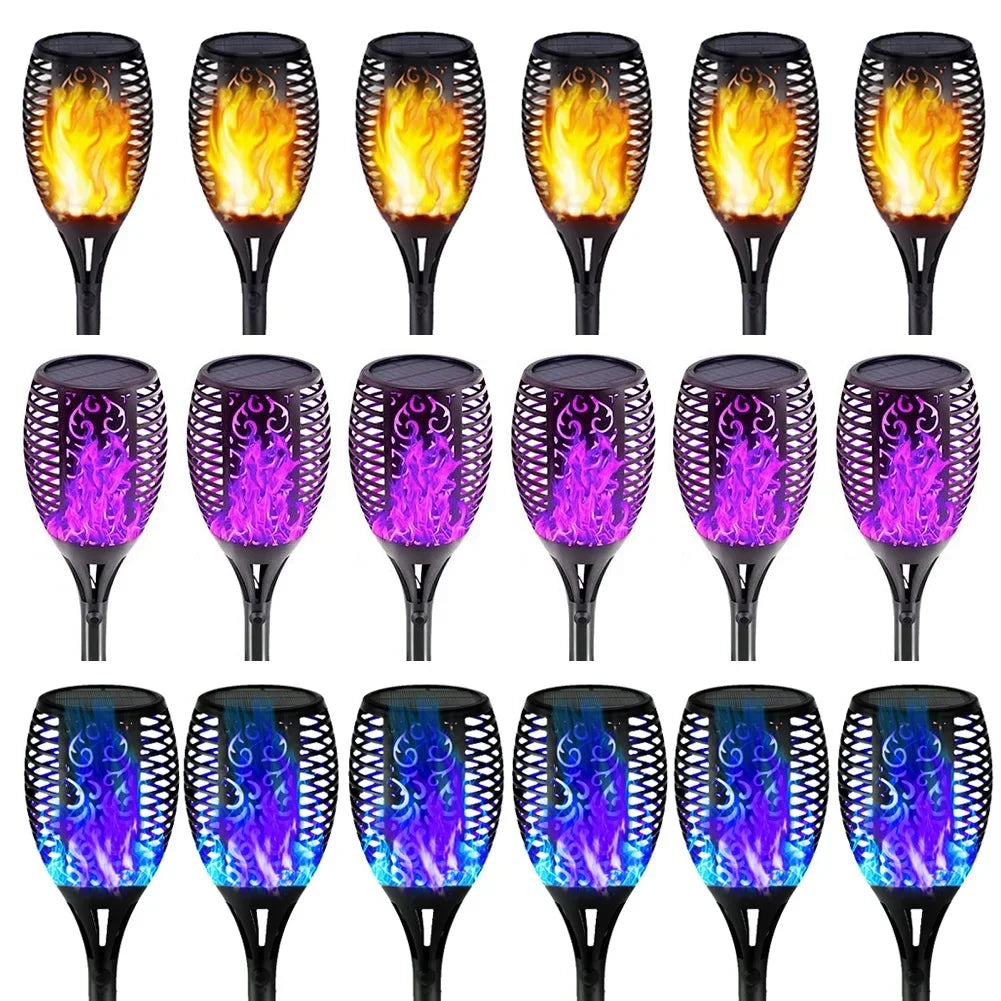 lumière solaire flamme moderne noire ornementale fixée piquet patio extérieur