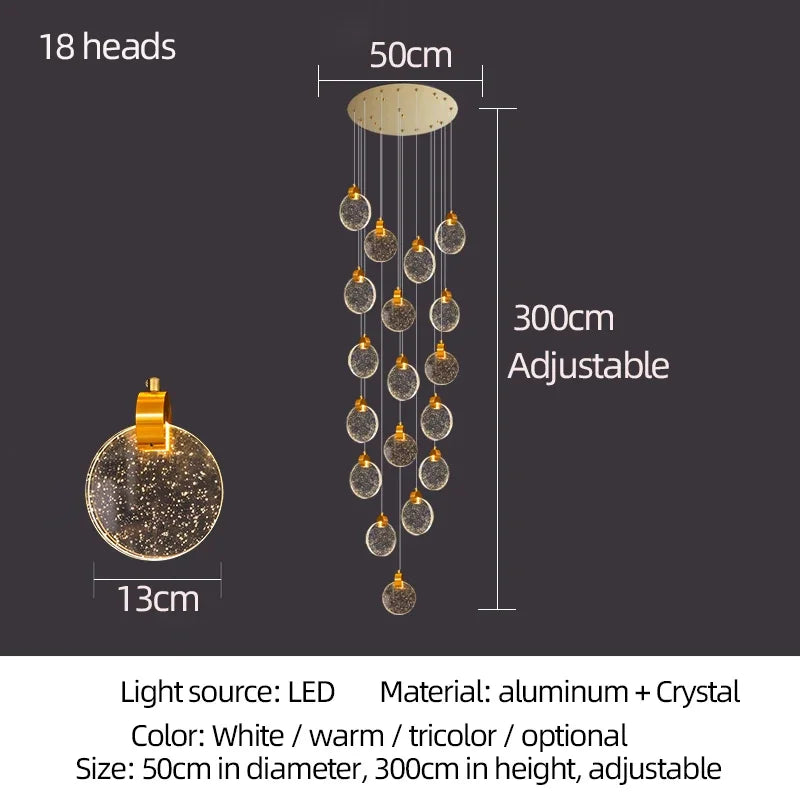 lustre suspension moderne cristal doré scintillantes éclairage luxe salon salle bain appartement