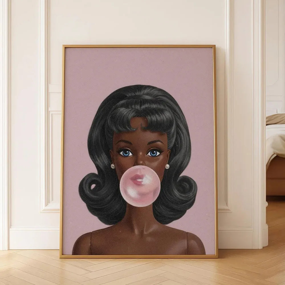 affiche toile pop art retro black girl bubblegum decoration mur contemporaine y2k preppy erotique