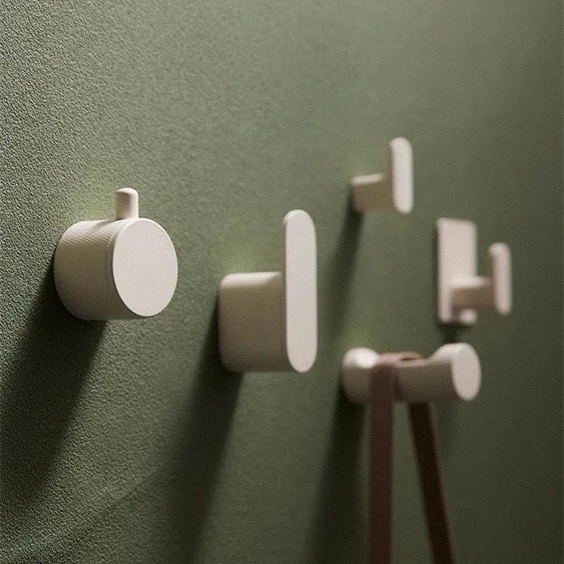 crochet mural moderne blanc adhésif ruban cuir marron facile salle bain hardware zinc alloy