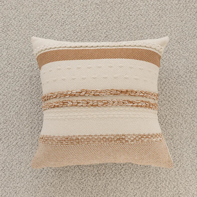 housse coussin polyester géométrique moderne marron blanc décoration canapé voiture