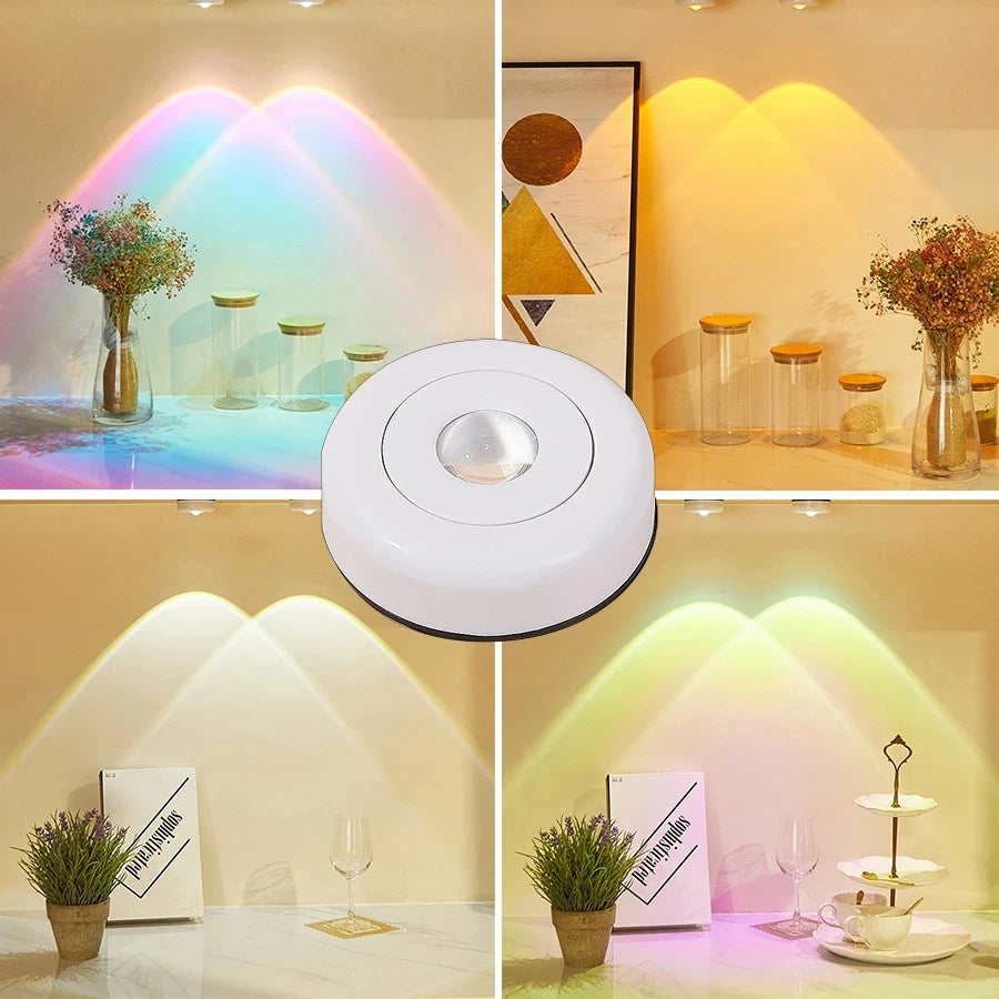 projecteur arc ciel cœur multicolore ambiance mur rose bleu vert