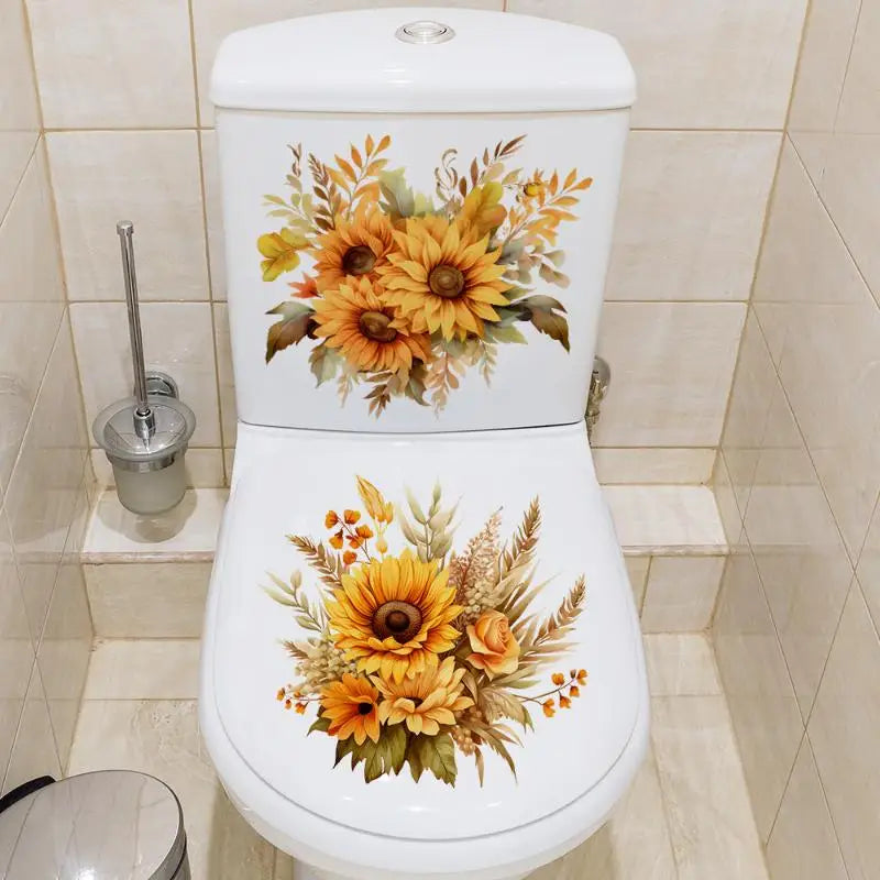décoration murale autocollante rustique motif tournesol fleurs salle bain salon chambre