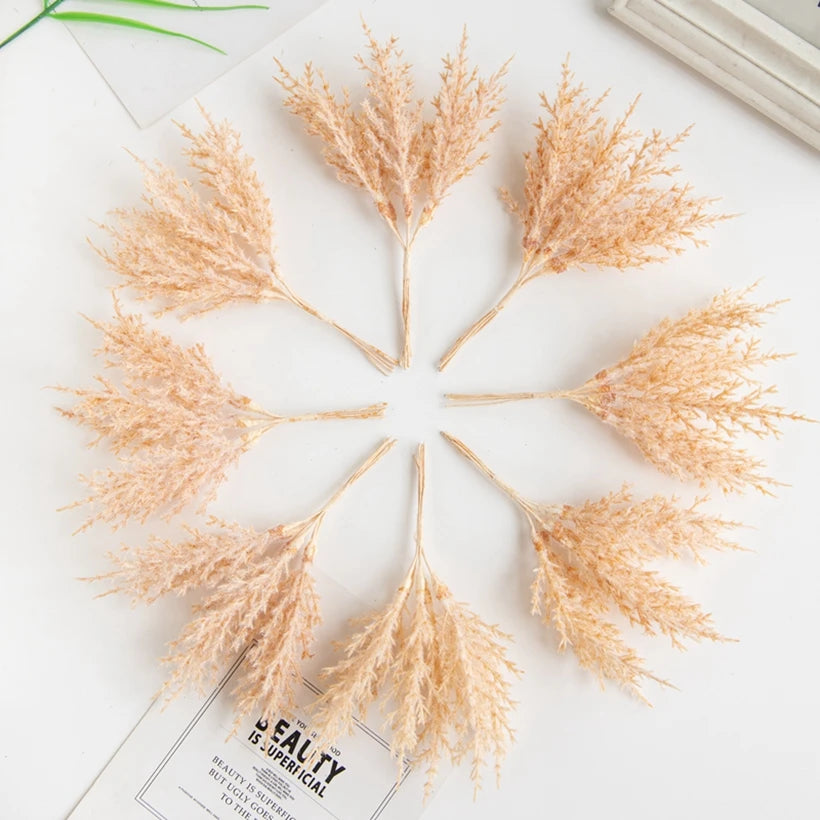 plumes séchées décoratives dorées argentées blanches rose pâle gris mariage fête maison rustique