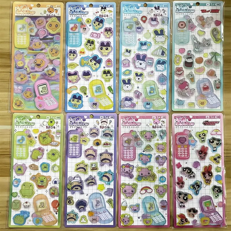 sticker kawaii 3d dessins animés motifs floraux adhésifs mignons collection mixte téléphone artisanal