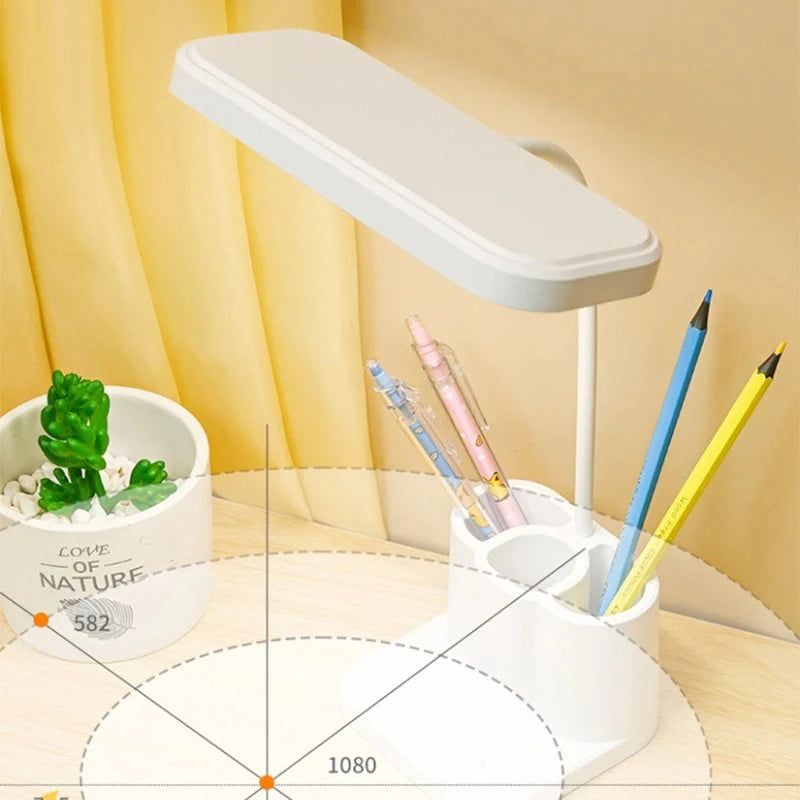 lampe rechargeable moderne pot crayons support smartphone blanc mat étudiants chambre