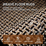 tapis solide marron clair noir tissé géométrique moderne antidérapant lavable cuisine intérieur