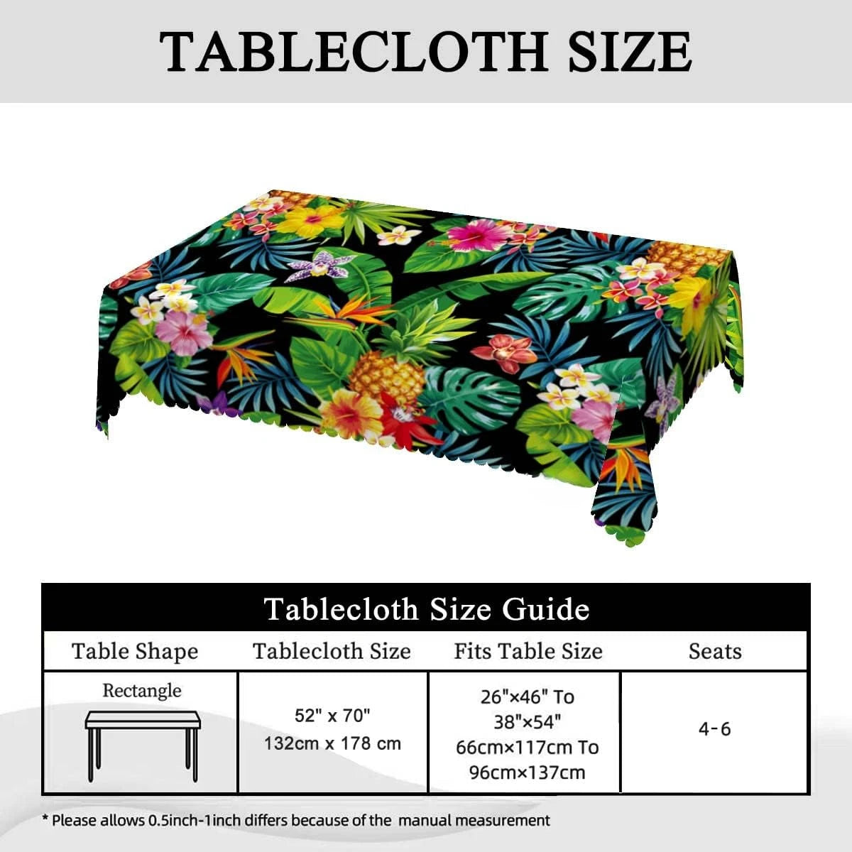 Nappe Rectangle Polyester Imperméable Feuillage Tropical pour Table