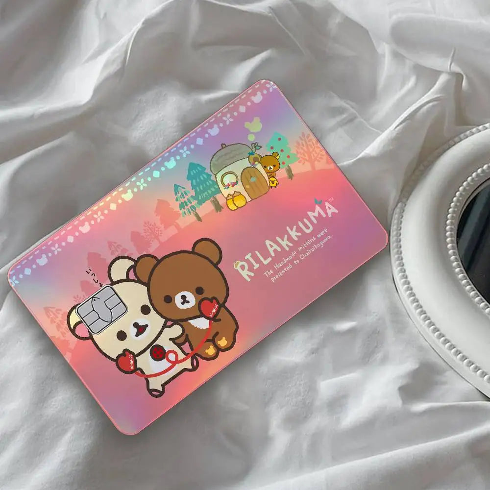 autocollants carte d'identité dessin animé rilakkuma chats motifs floraux multicolore résistants eau protection vinyl