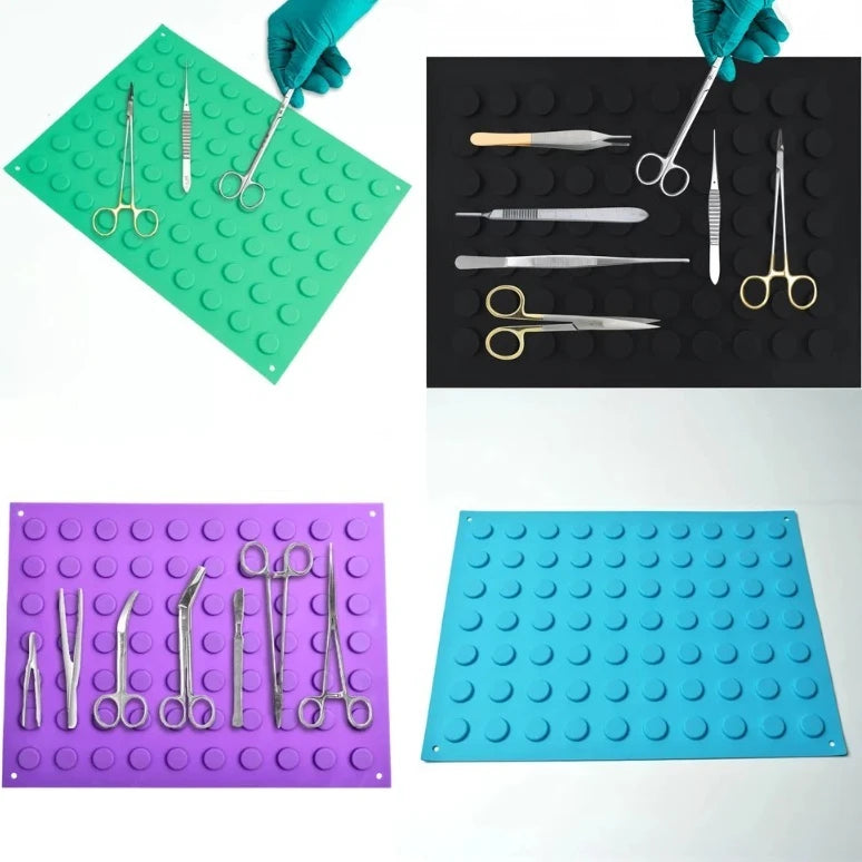 tapis magnétique réutilisable outils chirurgicaux argenté doré noir violet vert bleu rondelles professionnel