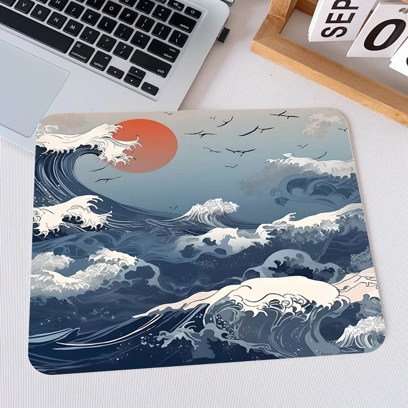 tapis souris ondes bleu rouge graphique non glissant jeu 2mm 3mm 22x18 25x20 29x25