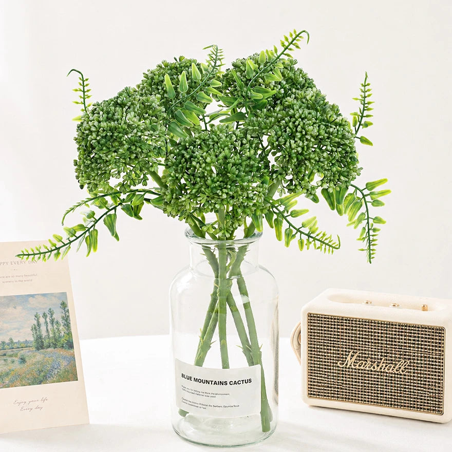 bouquet fleurs artificielles vertes moderne intérieur décoration naturelle sans entretien feuilles fines élégante maison