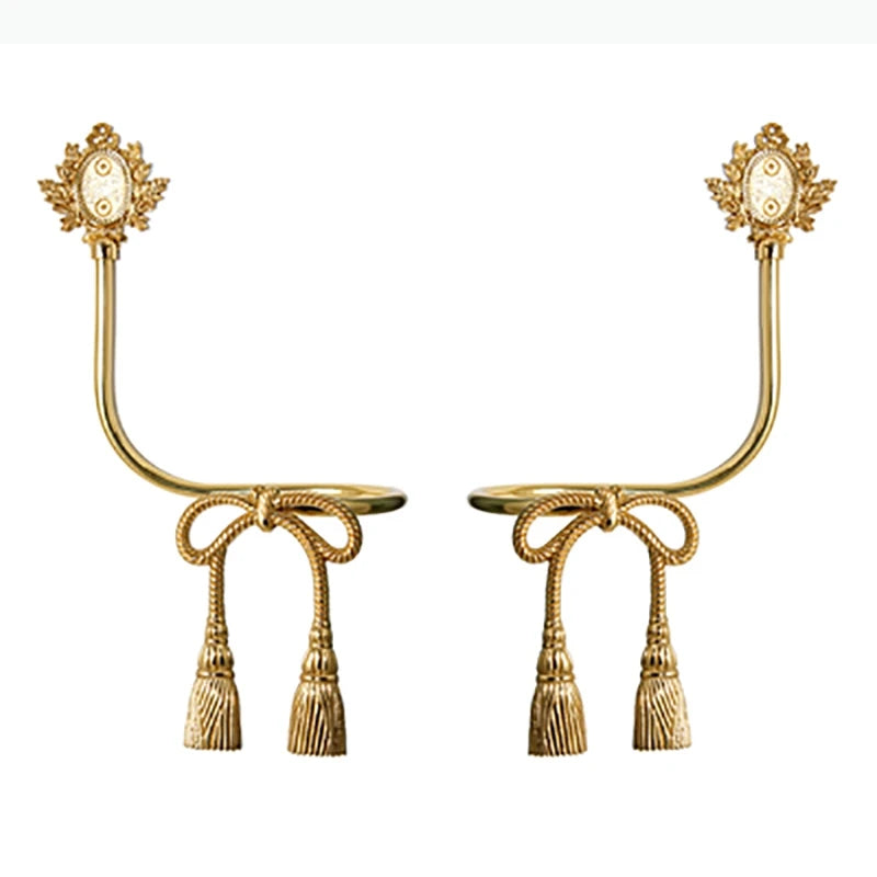 boucles rideau or ailes sculptées classiques décoratives noels dorés deux pièces
