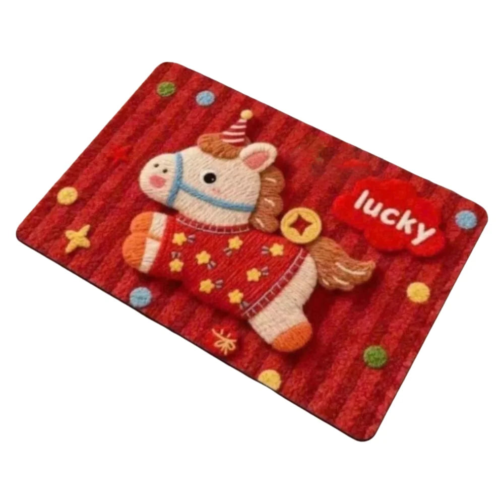 tapis sol antidérapant polyester vinyle géométrique chevaux motifs floraux lettres chinoises happy lucky festive