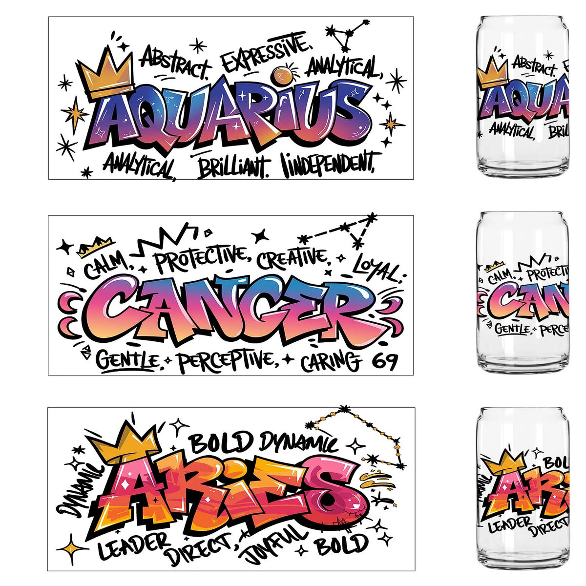 décoration moderne stickers graphiques adhésifs transparents canettes bocaux couvercles bois pailles