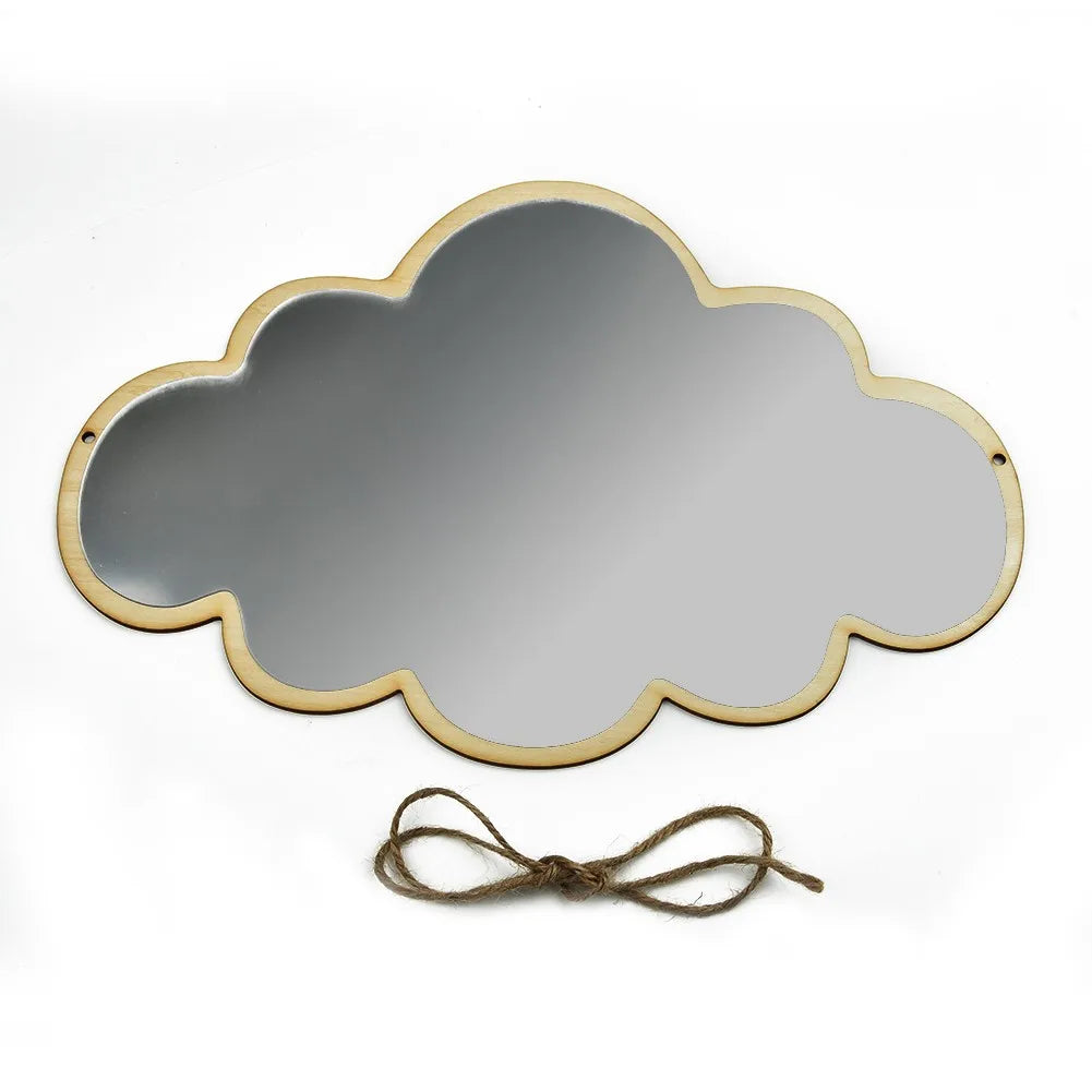 miroir nuage decoratif bois clair argent corde enfantine boheme chambre chevet dormir