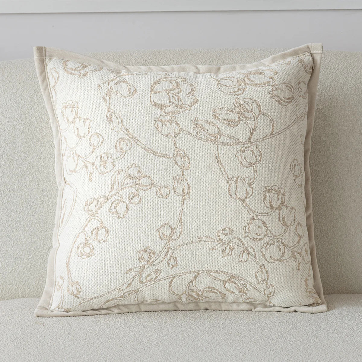 housse coussin carré motif floral doré 100% polyester 45x45cm décoration maison élégant