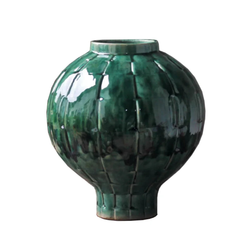 vase rustique vintage vert gris beige texture craquelée décoration moderne