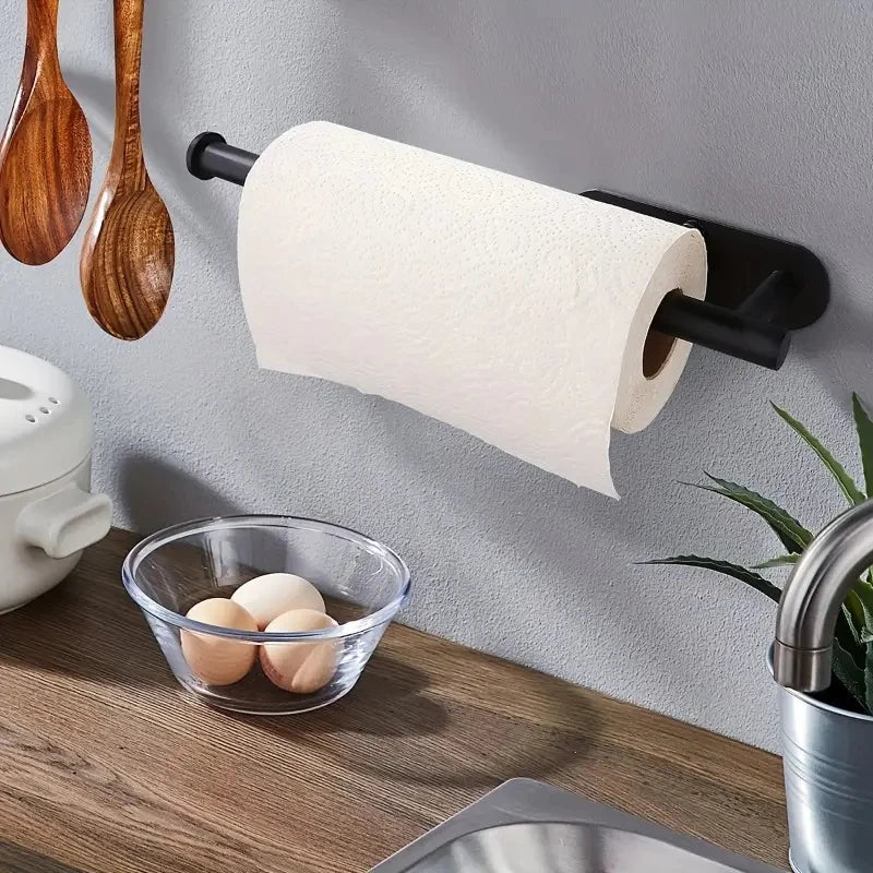 porte rouleau papier toilette adhésif noir mat moderne salle bain cuisine accessoris eponge brosse
