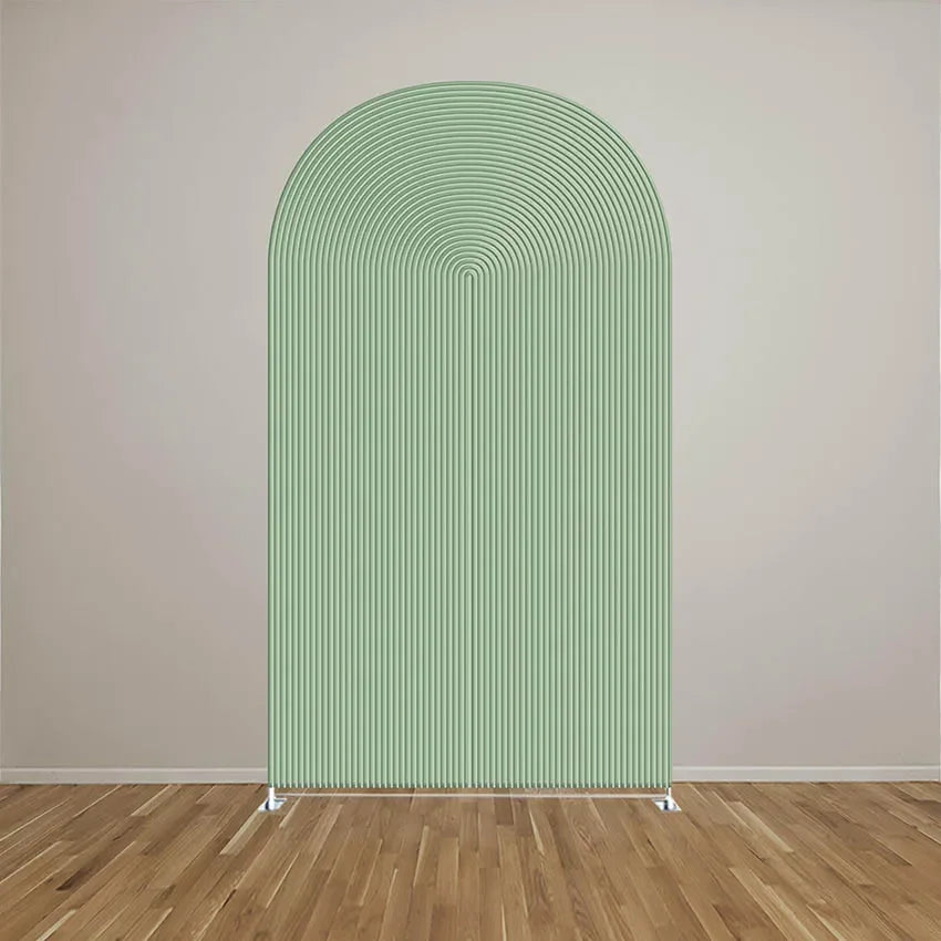 rideau arrière arc vert clair rayures florales moderne élégant mariage fiançailles baptême anniversaire noël