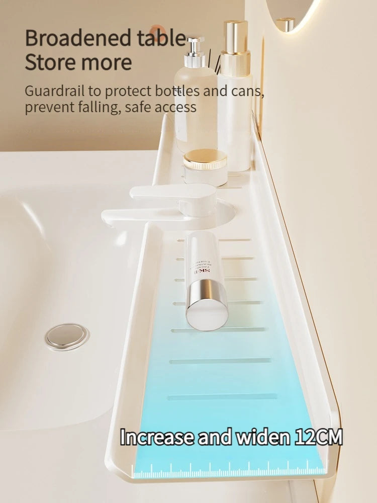 étagère murale salle bain aluminium blanc support rangement cosmétique moderne minimaliste sans perçage fixe