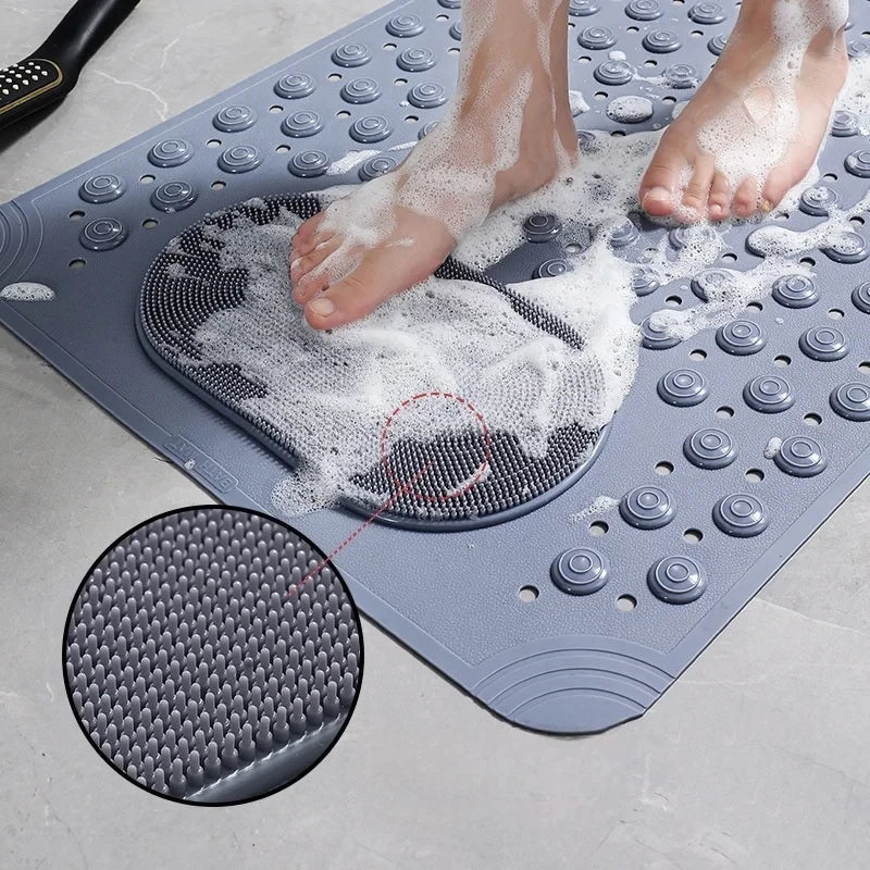 tapis bain antidérapant perforé motifs circulaires beige gris vert moderne