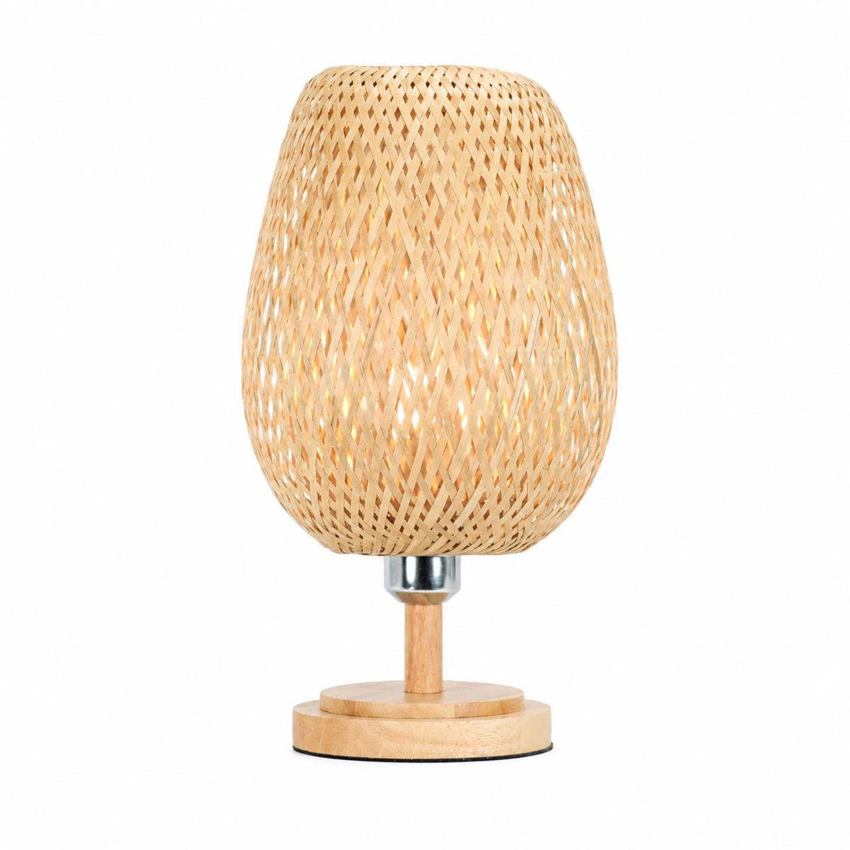 lampe table bois tressé bambou naturel moderne rustique chambre enfant 220v