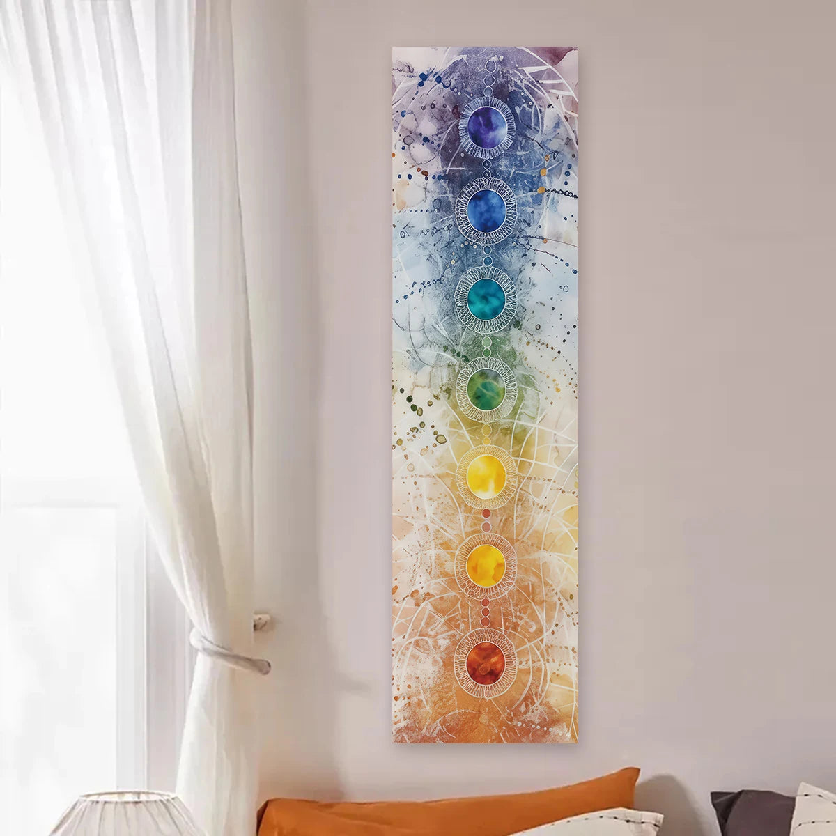tableau mural multicolore mandala symboles religieux spirituel opaque sans fixation 150cm 40cm