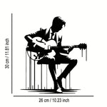décoration murale silhouette guitariste noir contemporain abstraite métal opacité 26x30cm