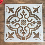 pochoir stencil blanc noir ornamental floral artisanal decoratif 32cm 32cm